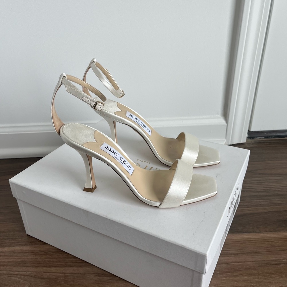 Jimmy Choo Chava Ivory Satin Heels